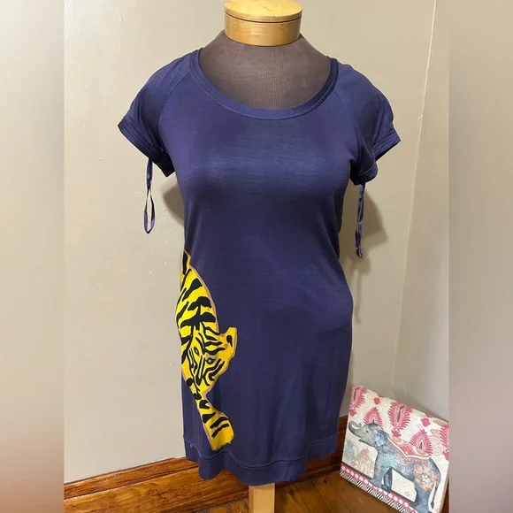 Diane Von Furstenberg Mini Dress Size 4 Silk Jersey Tiger Print - Picture 2 of 9